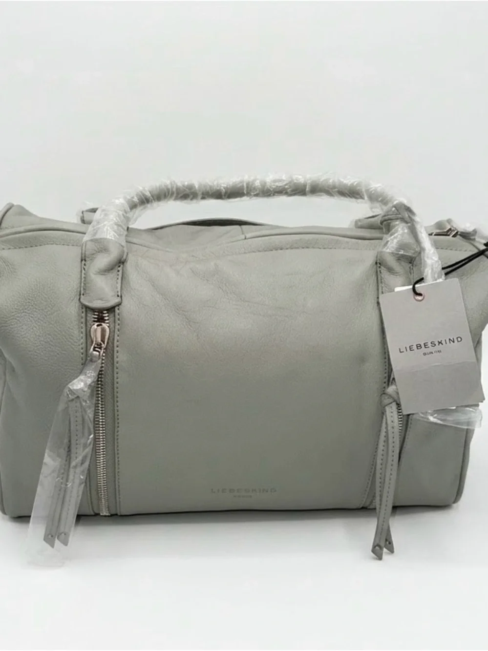 Liebeskind Pale Gray Pebbled Leather Satchel
